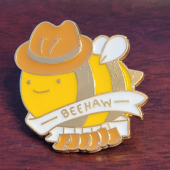 BEEHAW Cowboy Bee Enamel Pin 🤠 🐝 - Picture 7 of 8